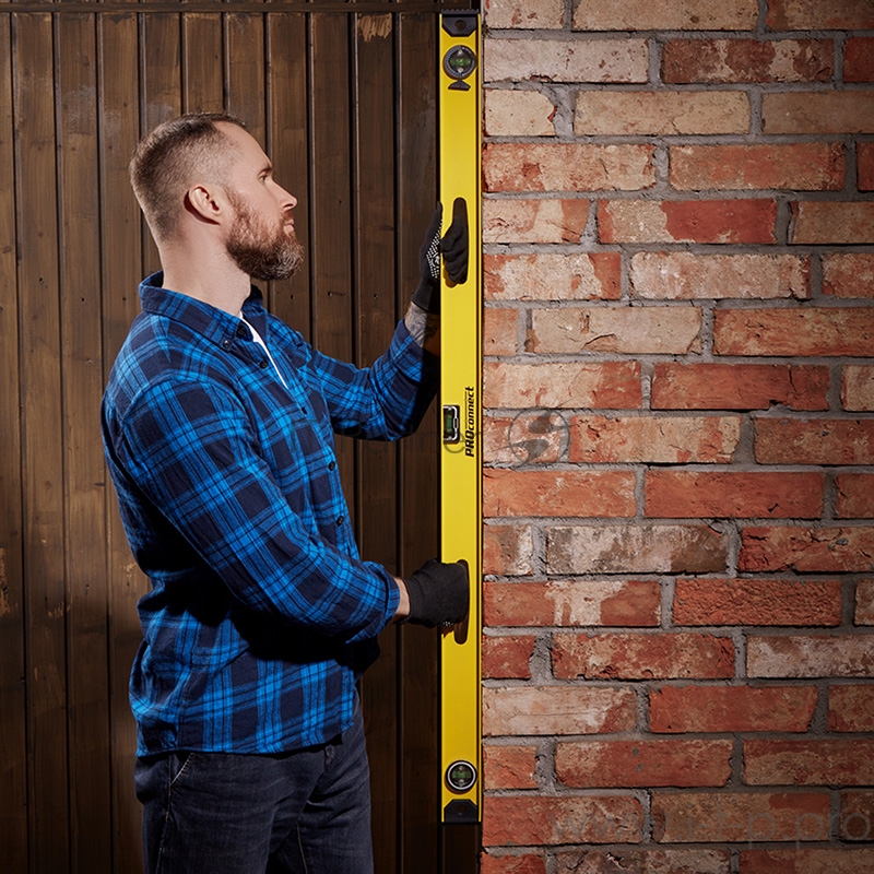 PROconnect (12-9214-4) Уровень алюминиевый «Рельс», 1200 мм, 3 глазка (1 поворотный)