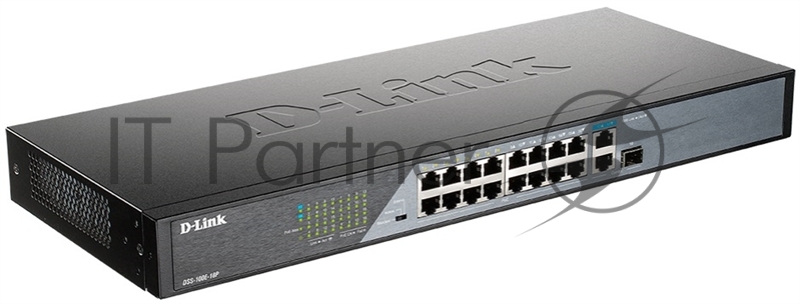Коммутатор D-Link DSS-100E-18P/A1A 16x100Mb 1G 16PoE 230W неуправляемый