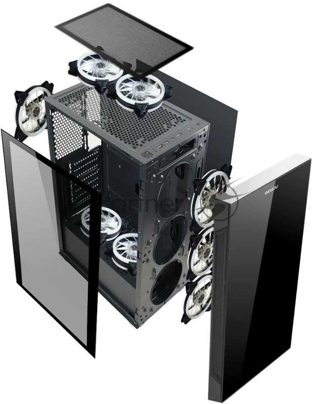 Корпус Ginzzu CL280 FAN 12CM RGB*4 USB3.0 Window