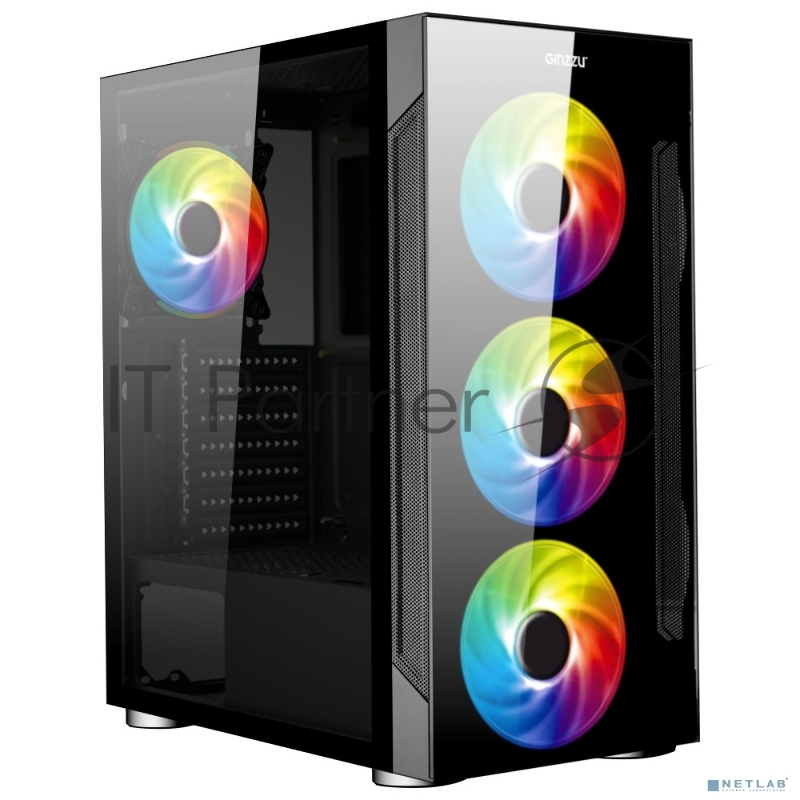 Корпус Ginzzu CL280 FAN 12CM RGB*4 USB3.0 Window