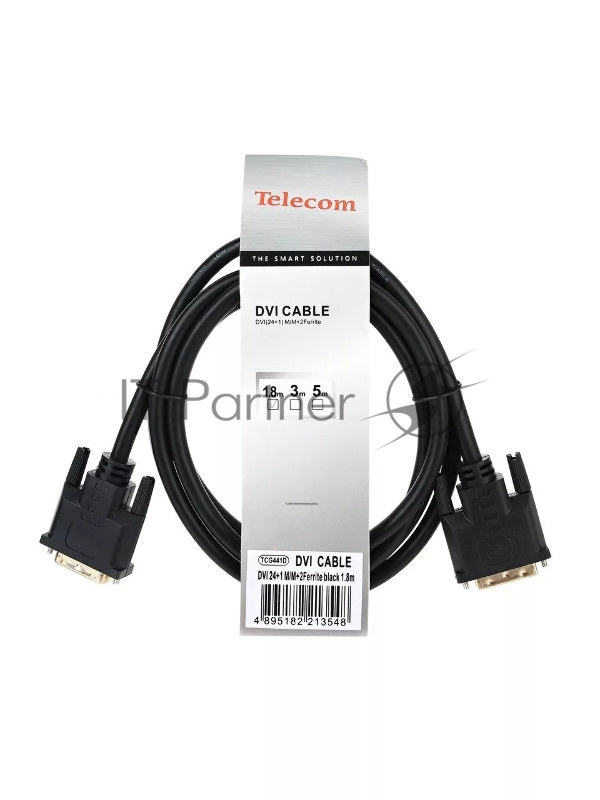 Кабель Telecom Кабель DVI-D--DVI-D Dual link 25M/25M, экран, феррит.кольца, 1.8м TCG441D-1.8M