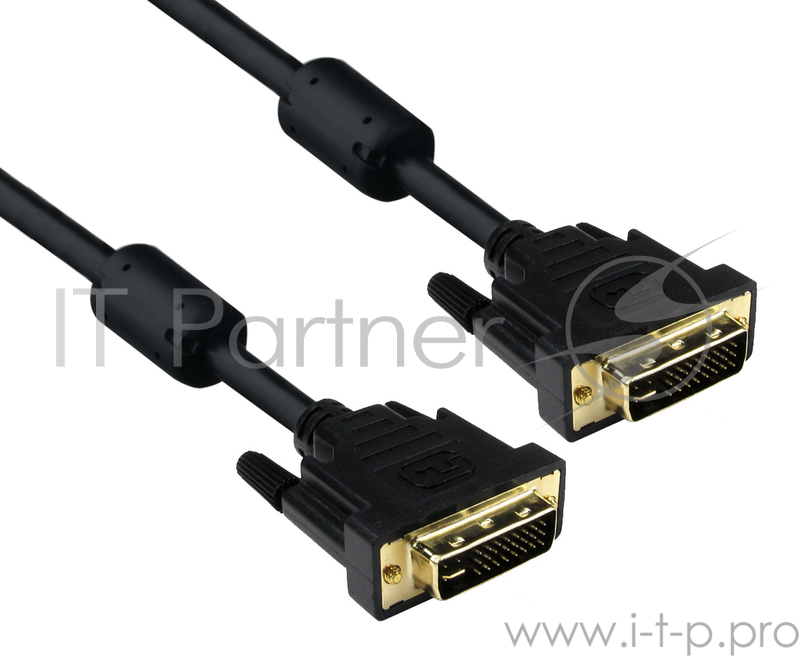 Кабель Exegate EX191096RUS Кабель DVI dual link (25M-25M) 5м Exegate, 2 фильтра, позолоченные контакты