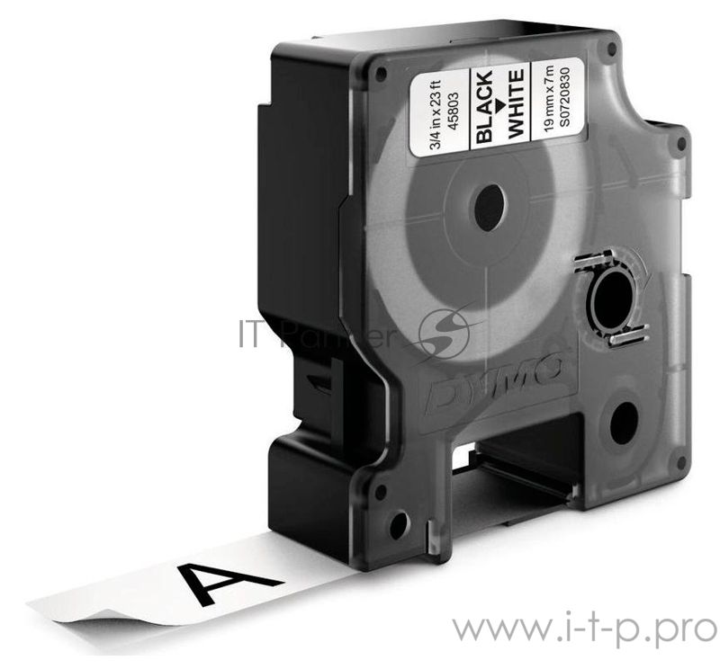 Расходные материалы Картридж с лентой 19 мм х 7м. , пластик , черный шрифт на белом фоне S0720830