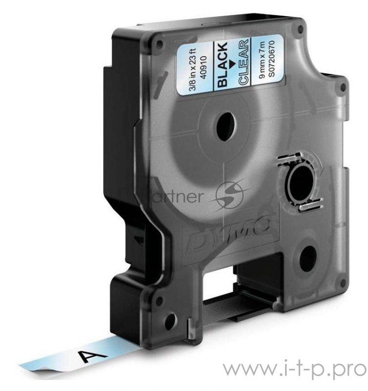 Расходные материалы Картридж с лентой 9 мм х 7 м. , пластик черный шрифт на прозрачном фоне S0720670
