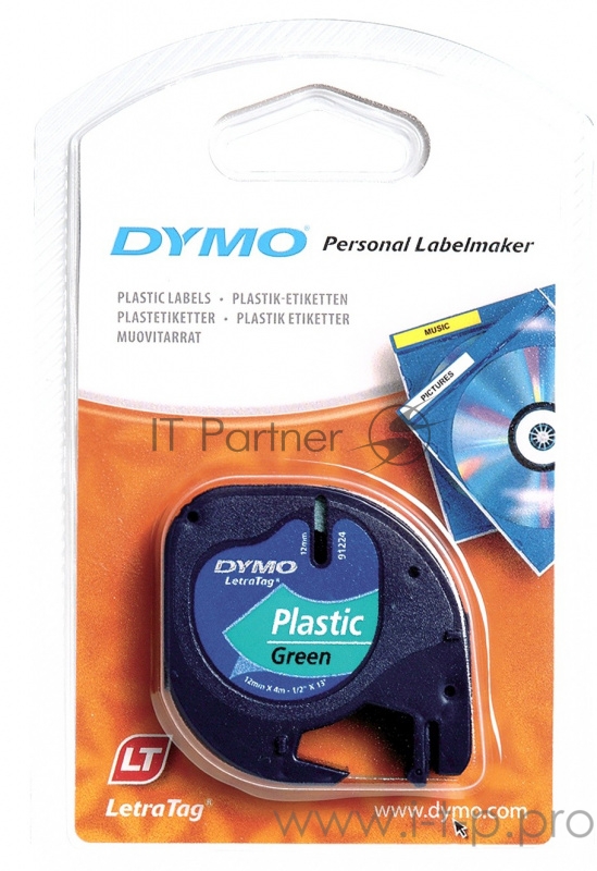 Расходные материалы Лента для LetraTag 12 ммх4 м , пластиковая, зеленая, 1 шт в блистере S0721640