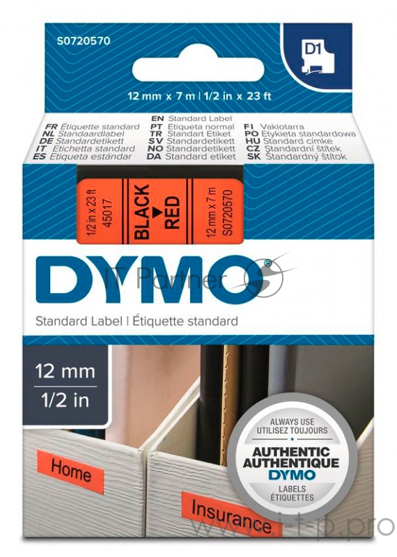 Картридж ленточный Dymo D1 S0720570 черный/красный для Dymo
