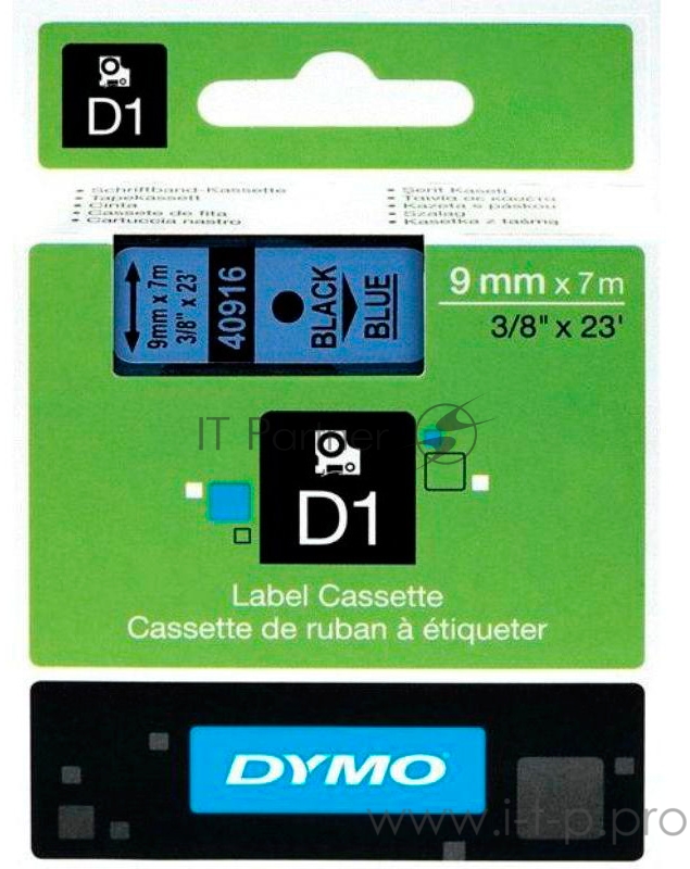 Картридж ленточный Dymo D1 S0720710 черный/голубой для Dymo