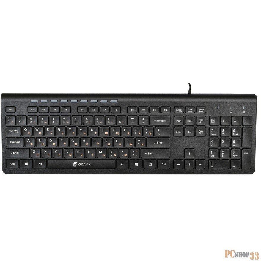 Клавиатура Oklick 480M черный/черный USB slim Multimedia