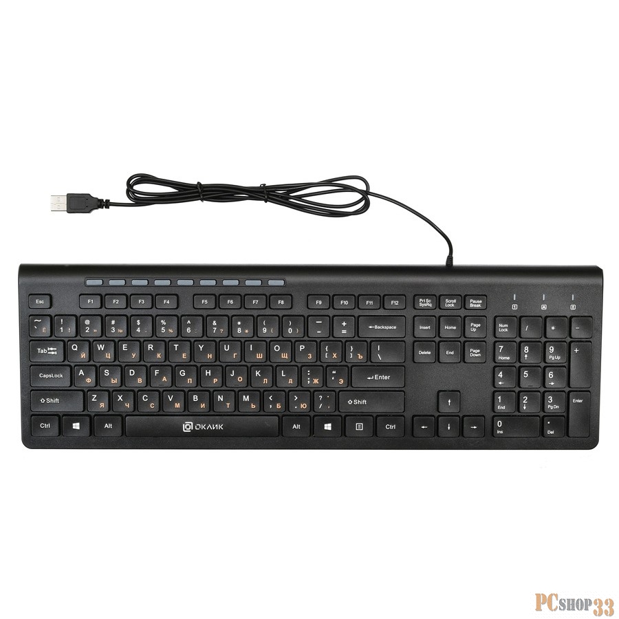 Клавиатура Oklick 480M черный/черный USB slim Multimedia