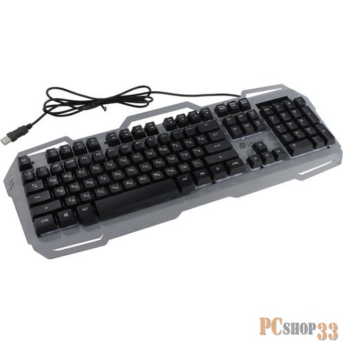 Клавиатура Oklick 747G серый/черный USB Multimedia for gamer LED