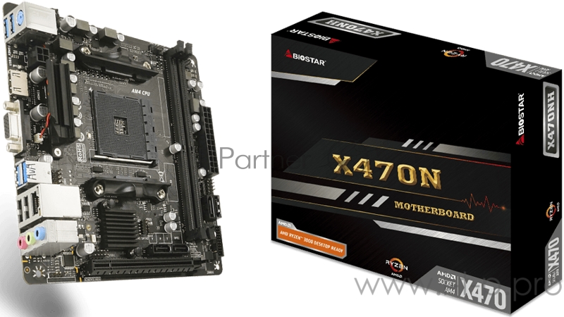 Материнская плата AM4, 2 x DDR4 DIMM 2133 (4000 OC), Mini-ITX, X470NH, RTL