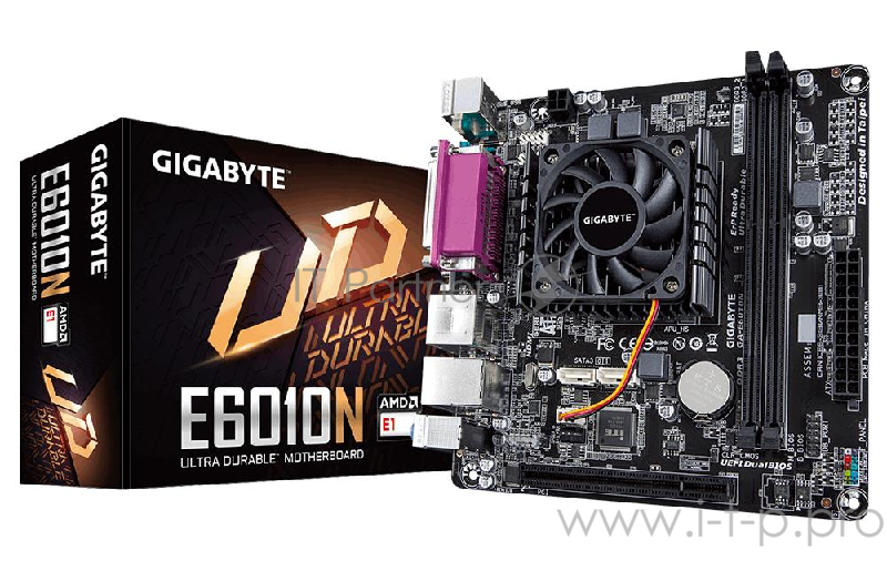 GA-E6010N, AMD® E1-6010 (1.35 GHz), 2xDDR3-1333, D-SUB+HDMI, 1xPCI, 2xSATA3, 8 Ch Audio, GLan, (4+4)xUSB2.0, (2+0)xUSB3.1, COM, LPT, 1xPS/2, Mini-ITX