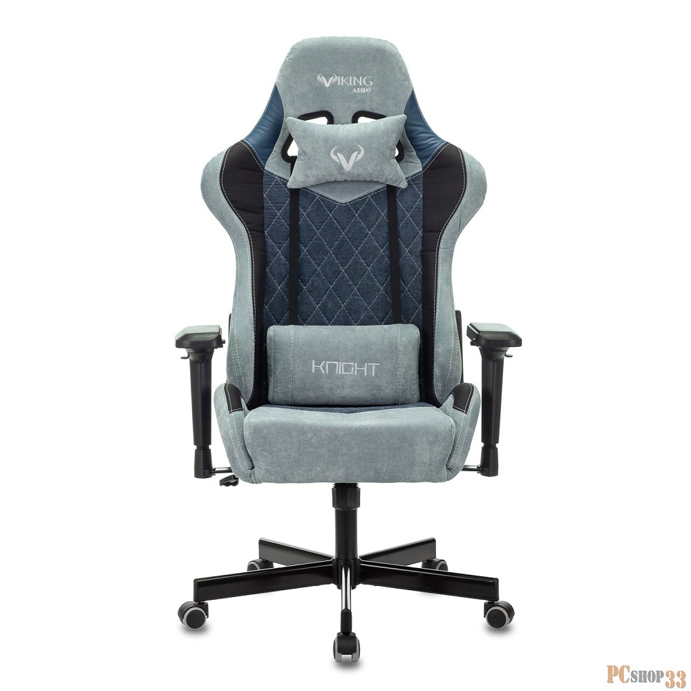 Кресло игровое Бюрократ VIKING 7 KNIGHT BL FABRIC синий текстиль/эко.кожа крестовина металл