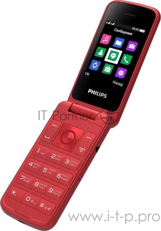 Мобильный телефон Philips E255 Xenium красный раскладной 2.4 240x320 0.3Mpix GSM900/1800 GSM1900 MP3