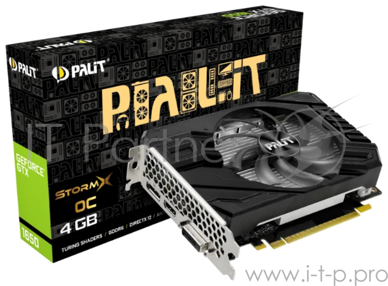 Видеокарта Palit PCI-E PA-GTX1650 STORMX OC 4G D6 NVIDIA GeForce GTX 1650 4096Mb 128bit GDDR6 1410/6000 DVIx1/HDMIx1/DPx1/HDCP Ret