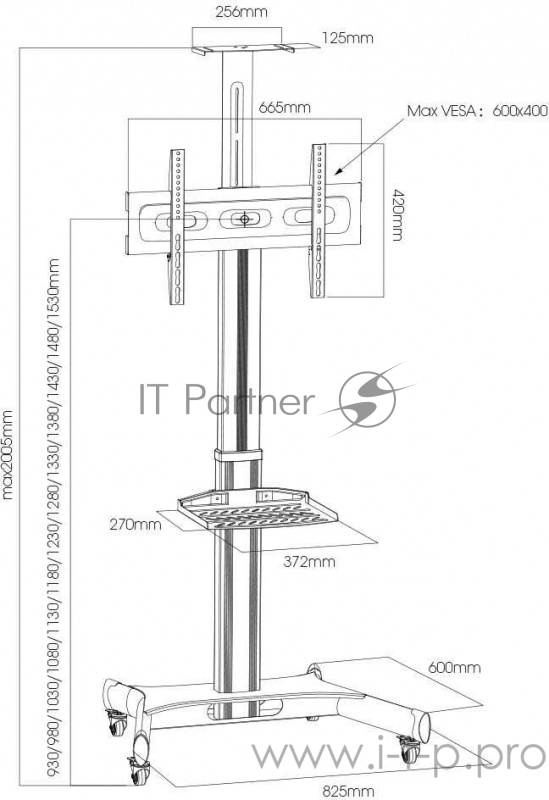 Подставка для телевизора Arm Media PT-STAND-11 черный 32-65 макс.40кг напольный фиксированный