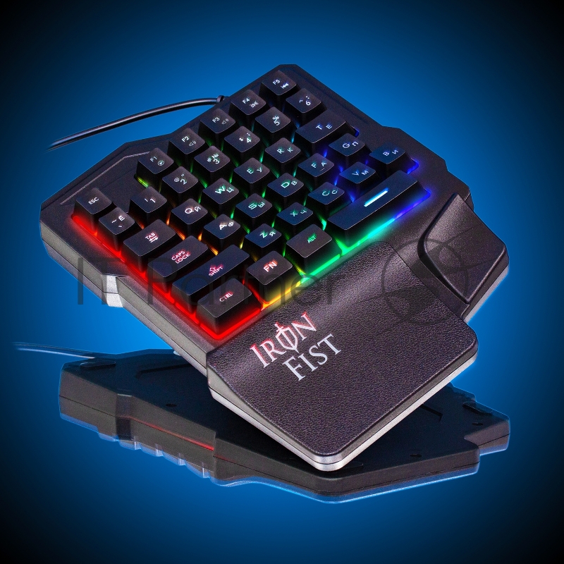 Игровой блок Oklick 701G IRON FIST черный USB for gamer LED (подставка для запястий)