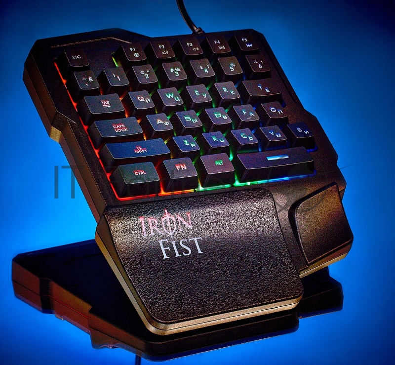 Игровой блок Oklick 701G IRON FIST черный USB for gamer LED (подставка для запястий)