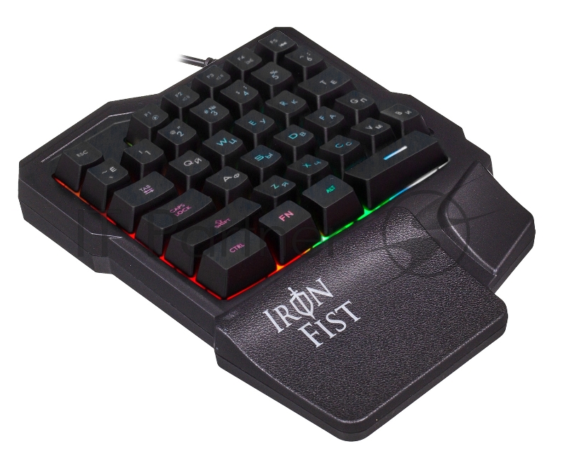 Игровой блок Oklick 701G IRON FIST черный USB for gamer LED (подставка для запястий)