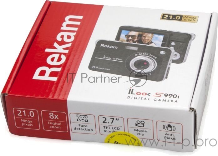Фотоаппарат Rekam iLook S990i черный 21Mpix 2.7 720p SDHC/MMC CMOS IS el/Li-Ion