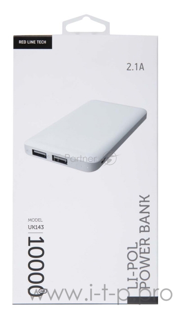 Мобильный аккумулятор Redline UK-143 10000mAh 1A белый