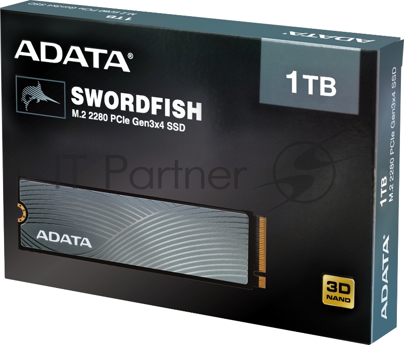 M.2 2280 1TB ADATA SWORDFISH Client SSD ASWORDFISH-1T-C PCIe Gen3x4 with NVMe, 1800/1400, IOPS 180/180K, MTBF 1.8M, 3D TLC, 480TBW, 0.263DWPD, RTL