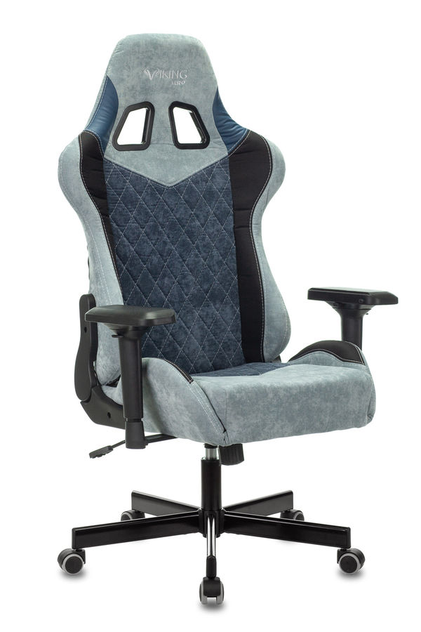 Кресло игровое Бюрократ VIKING 7 KNIGHT BL FABRIC синий текстиль/эко.кожа крестовина металл