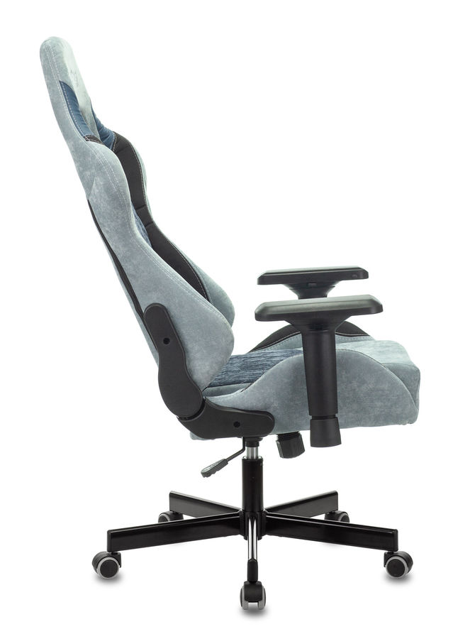 Кресло игровое Бюрократ VIKING 7 KNIGHT BL FABRIC синий текстиль/эко.кожа крестовина металл