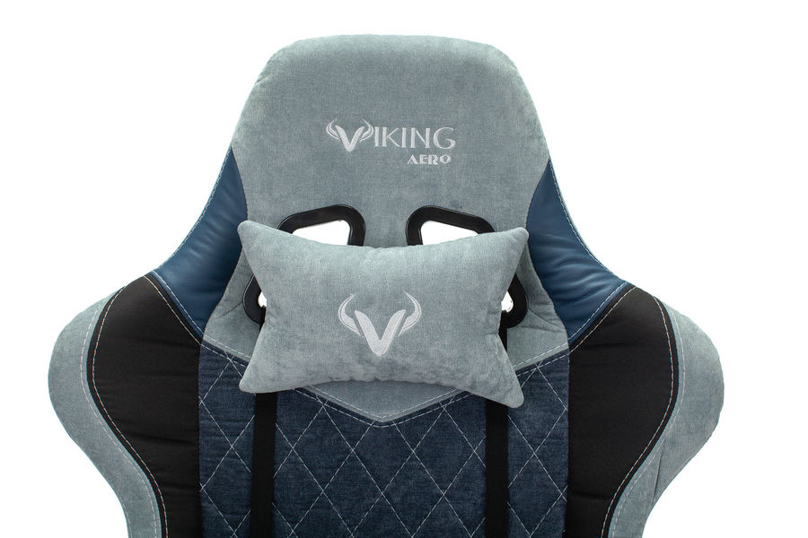 Кресло игровое Бюрократ VIKING 7 KNIGHT BL FABRIC синий текстиль/эко.кожа крестовина металл