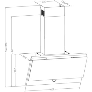 Вытяжка каминная Weissgauff Ita 60 PP черный управление: кнопочное (1 мотор)