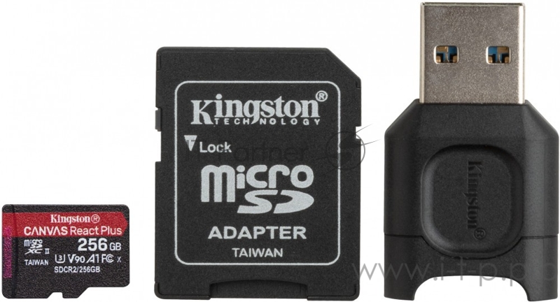 Карта памяти Kingston 256GB microSDXC React Plus SDCR2 w/Adapter + MLPM Reader EAN: 740617303414