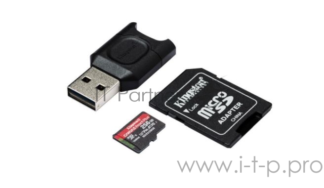 Карта памяти Kingston 256GB microSDXC React Plus SDCR2 w/Adapter + MLPM Reader EAN: 740617303414