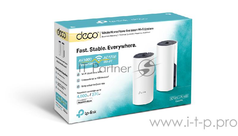 Бесшовный Mesh роутер TP-Link DECO P9 (2-PACK) AC1200 10/100/1000BASE-TX белый (упак.:2шт)