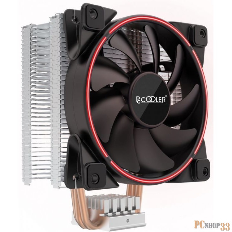 Кулер PCCooler GI-X4R V2 S775/115X/20XX/AM2/AM3/AM4 (24 шт/кор, TDP 145W, 120mm PWM SilentPro Red LED FAN, 4 тепловые трубки 6мм, 1000-1800RPM, 26.5dBa)