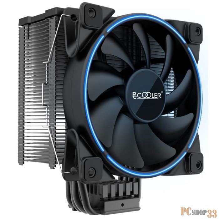 Кулер PCCooler GI-X6B V2 S775/115X/20XX/AM2/AM3/AM4 (24 шт/кор, TDP 160W, вент-р 120мм с PWM, Blue LED FAN, 5 тепловых трубок 6мм, 1000-1800RPM, 26.5dBa)