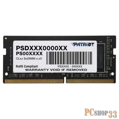 Модуль памяти SO-DIMM DDR 4 DIMM 8Gb PC25600, 3200Mhz, PATRIOT Signature (PSD48G320081S) (retail)