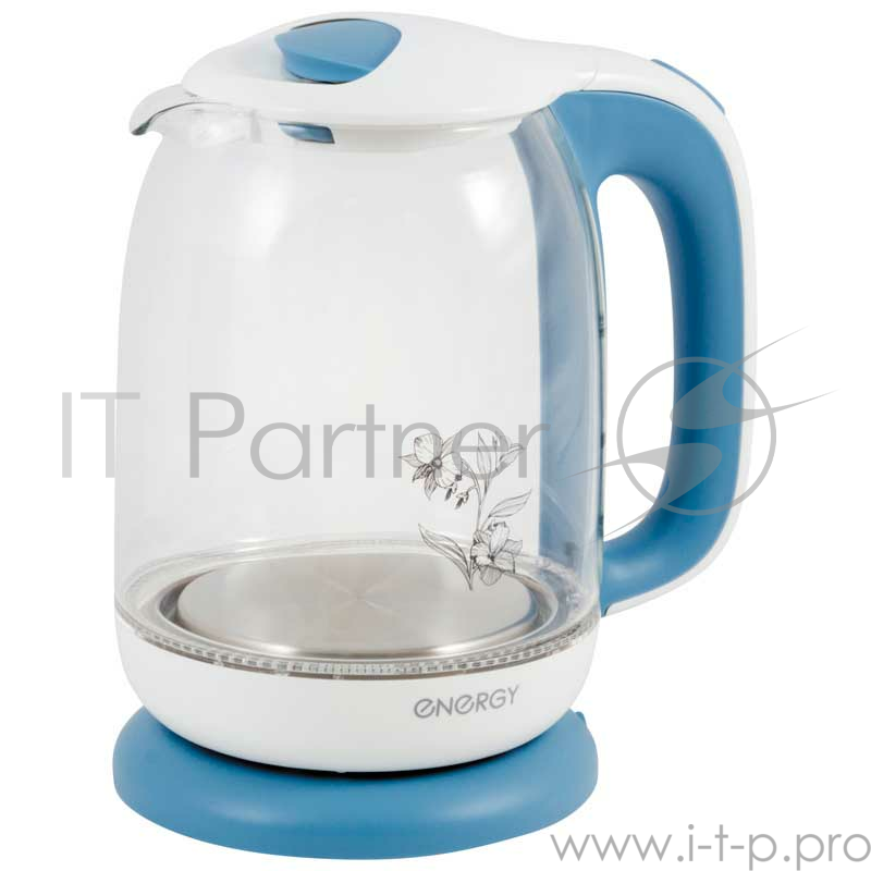 Чайник Energy E-281 (1.7л) стекло, пластик, бело-голубой