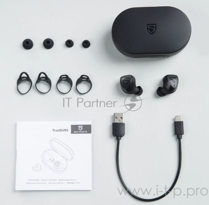 Наушники SoundPEATS TWS TrueShift2 Bluetooth 5.0, 3000мАч,d6.0мм, IPX7,черный