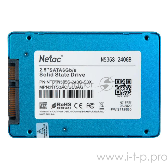Накопитель SSD 2.5 Netac 240Gb N535S Series <NT01N535S-240G-S3X> Retail (SATA3, up to 540/490MBs, 3D TLC, 7mm)