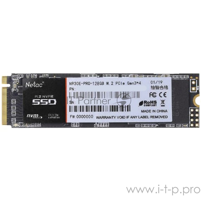 Накопитель SSD M.2 Netac 512Gb N930E Pro Series <NT01N930E-512G-E4X> Retail (PCI-E 3.1 x4, up to 2080/1700MBs, 3D TLC/QLC, NVMe 1.3, 22х80mm)