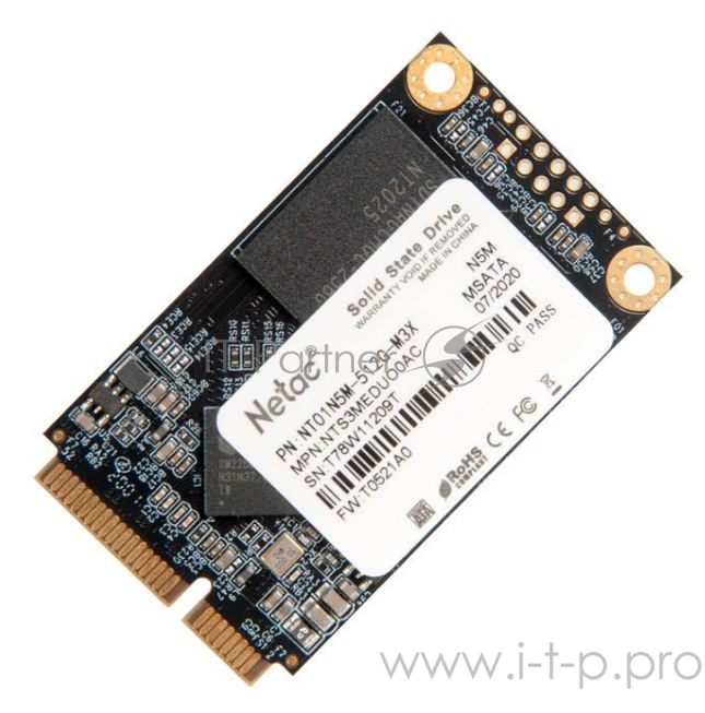 Накопитель SSD mSATA Netac 512Gb N5M Series <NT01N5M-512G-M3X> Retail (SATA3, up to 540/490MBs, 3D TLC)