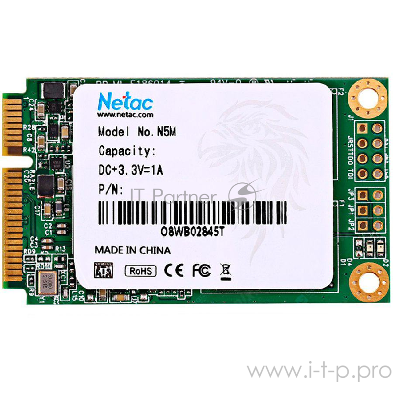 Накопитель SSD mSATA Netac 512Gb N5M Series <NT01N5M-512G-M3X> Retail (SATA3, up to 540/490MBs, 3D TLC)