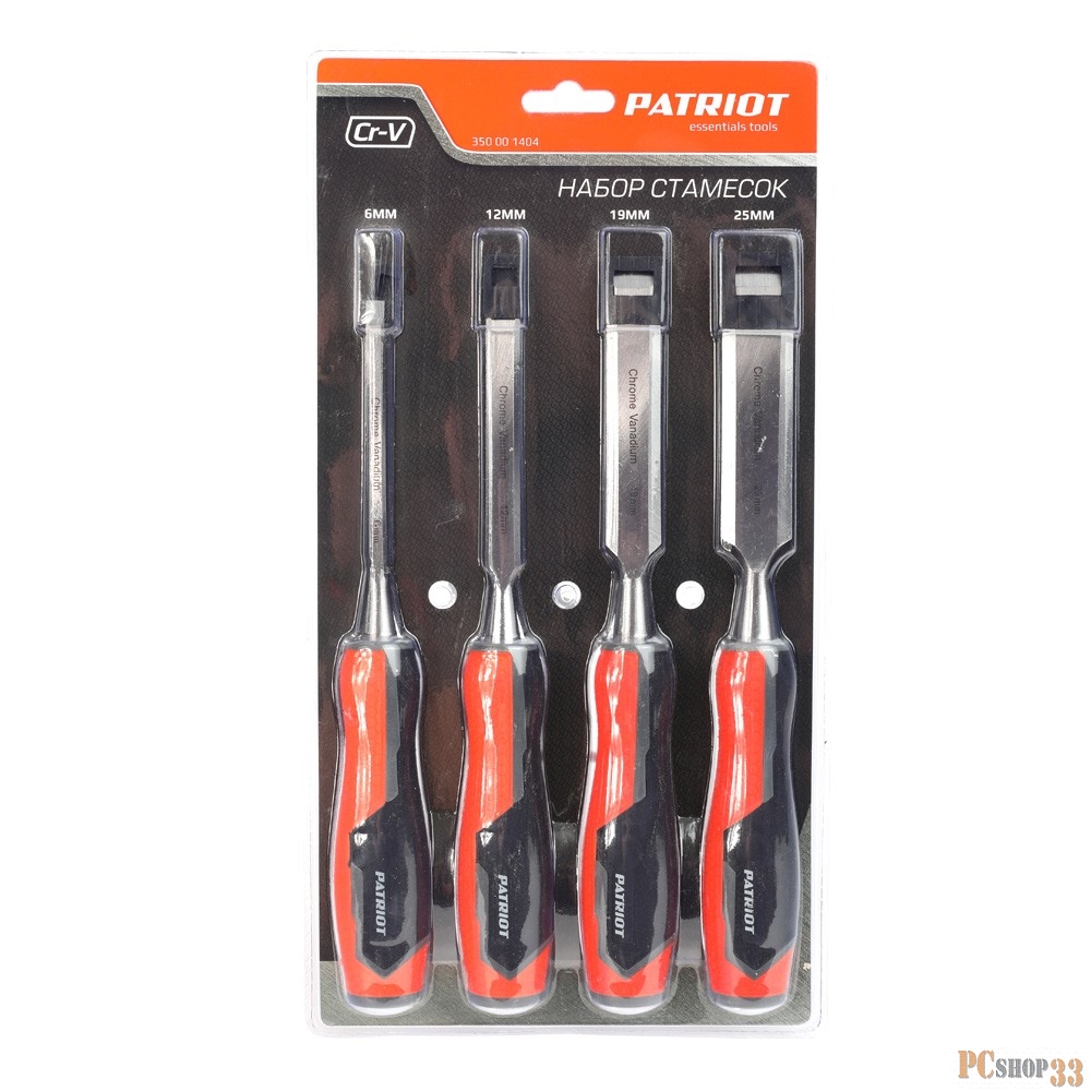 Набор стамесок PATRIOT, CrV, 4 шт: 6, 12, 19, 25мм