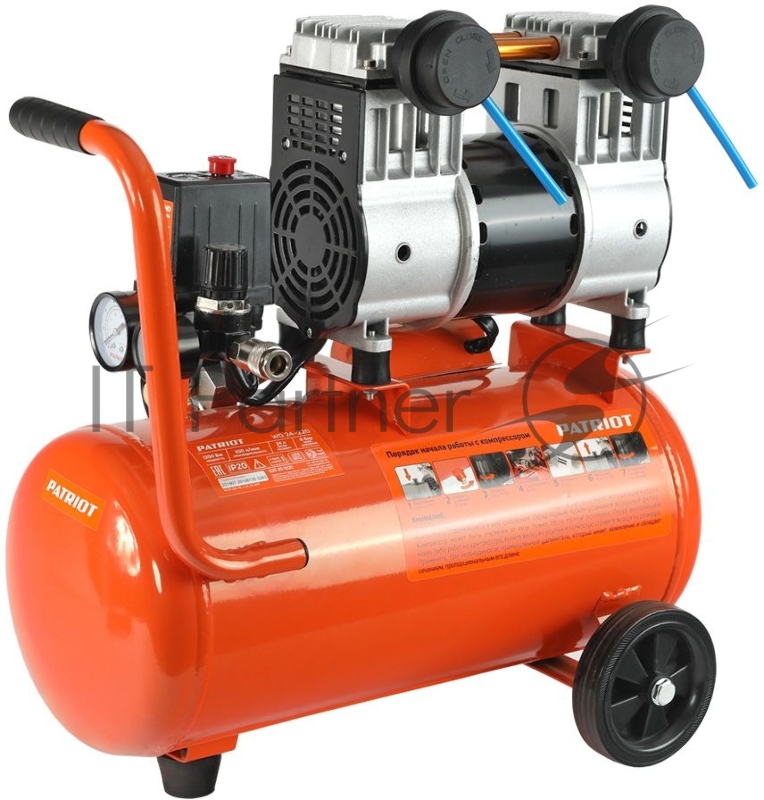 Компрессор Patriot поршневой безмасляный WO 24-220 , 200 л/мин, 8 бар, 1250 Вт, 24 л, быстросъемный 1/4