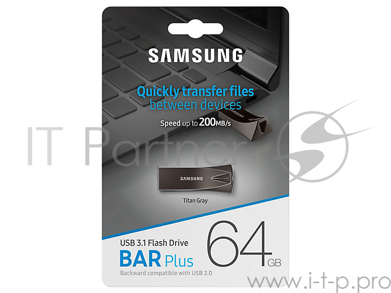 Накопитель USB flash 64ГБ Samsung BAR Plus MUF-64BE3/APC (USB3.1)