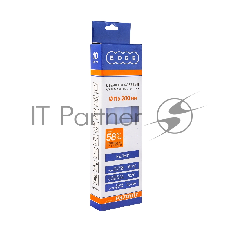 Стержни клеевые EDGE by PATRIOT 11*200мм белые, упаковка 10шт