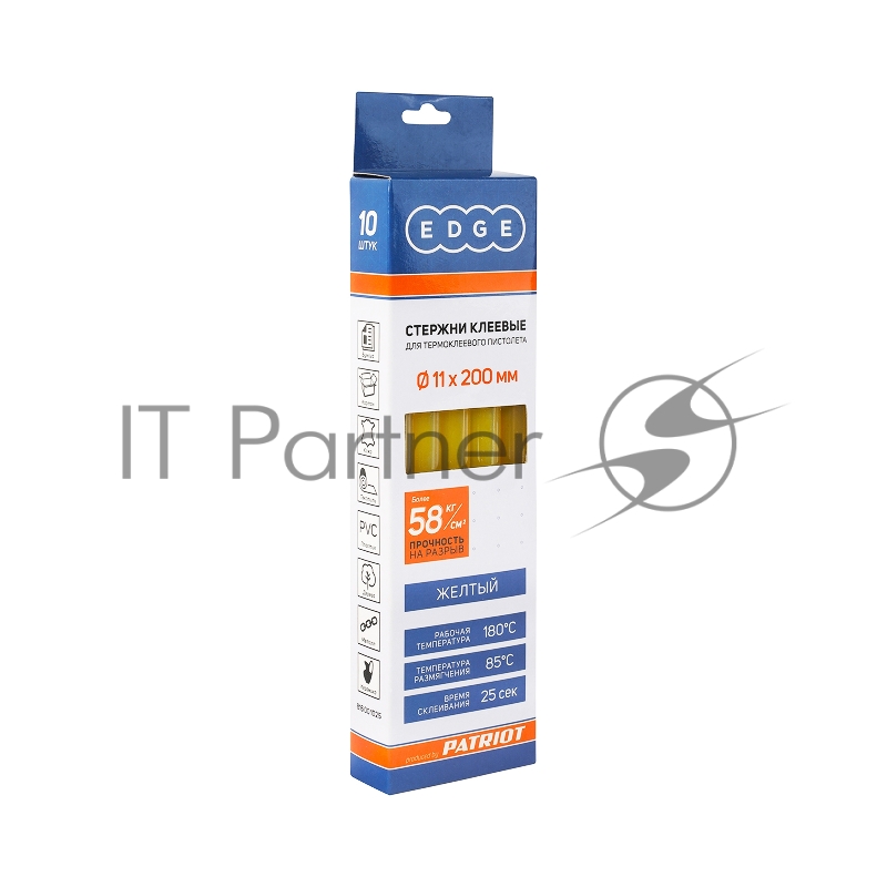 Стержни клеевые EDGE by PATRIOT 11*200мм желтые, упаковка 10шт