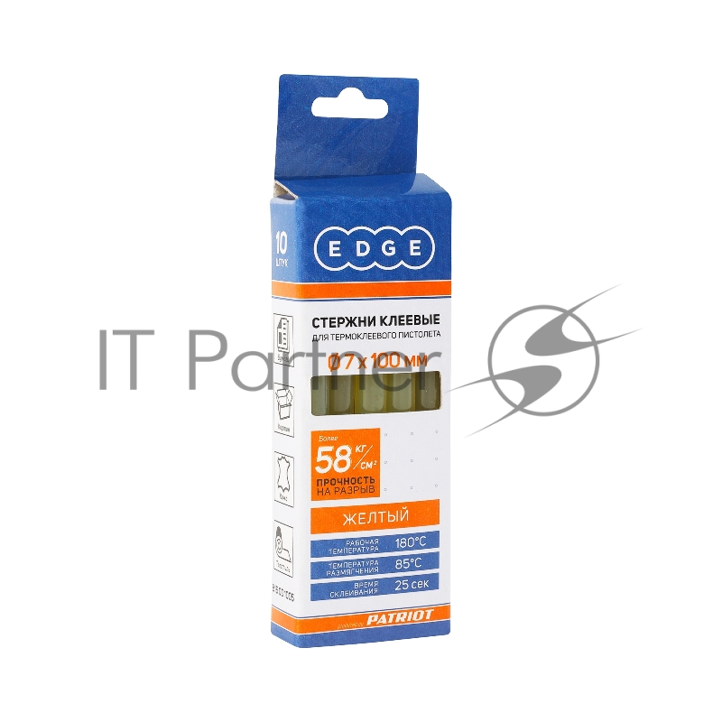 Стержни клеевые EDGE by PATRIOT 7*100мм желтые, упаковка 10шт