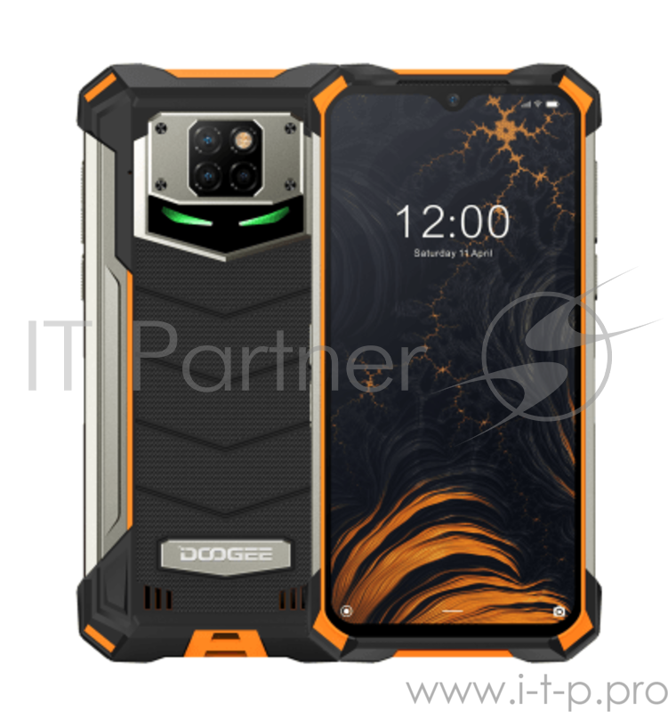 Смартфон Doogee Doogee S88 PRO Fire Orange, 6.3 1080x2340, 4x2,0GHz+4x2,1GHz, 8 Core, 6GB RAM, 128GB, up to 256GB flash, 21МП + 8МП + 8МП/16Mpix, 2 Sim, 2G, 3G, LTE, BT, Wi-Fi, NFC, GPS, Type-C, 10000 мА·ч, Android 10, 372 г, 171,6 ммx85,4 ммx18.7 мм