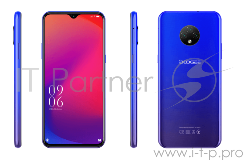 Смартфон Doogee Doogee X 95 Jewelry Blue, 16,56 см (6.52) 540 x 1200 пикселей, 1.3GHz, 4 Core, 2GB RAM, 16GB, up to 128GB flash, 13 МП+2 МП+2 МП/5Mpix, 2 Sim, 2G, 3G, LTE, BT, Wi-Fi, GPS, Micro-USB, 4350 мА·ч, Android 10.0, 178g, 167 ммx77,4 ммx8,9 м